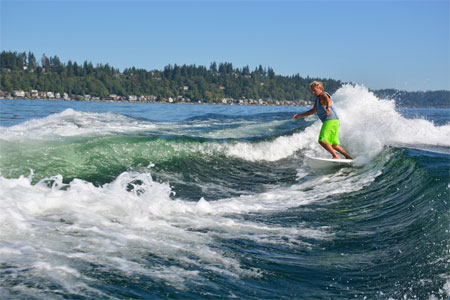 Wakesurfing a Big Wake