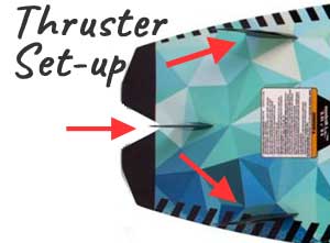 Thruster Fin Setup on the Rocket Entry Level Wakesurfer