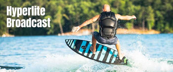 Wakesurfing on a Hybrid (Surf and Skim Style Riding) Hyperlite Broadcast Wakesurf Board